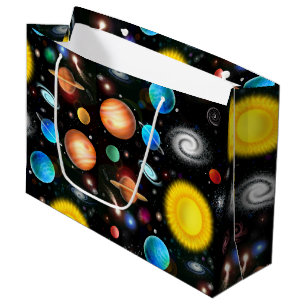 Sacola Para Presentes Grande Saco colorido do presente do espaço da astronomia