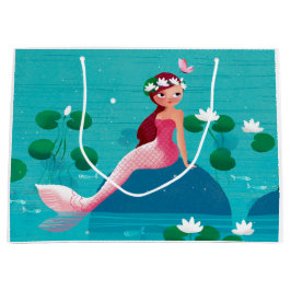 Sacola Para Presentes Grande Saco cor-de-rosa do presente da sereia