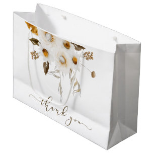 Sacola Para Presentes Grande Saco de Agradecimento Floral Aquarela