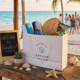 Sacola Para Presentes Grande Saco de Boas-Vindas Azul para Casamento em Cancun