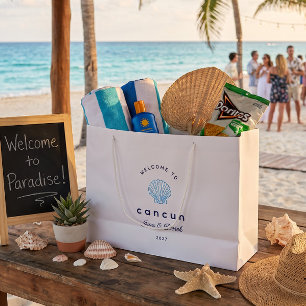 Sacola Para Presentes Grande Saco de Boas-Vindas Azul para Casamento em Cancun