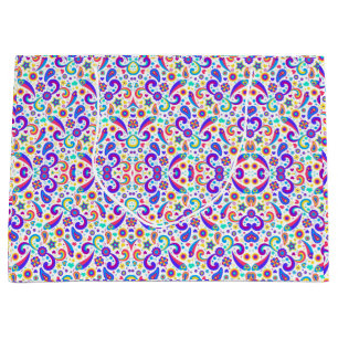 Sacola Para Presentes Grande Saco de compras colorido com um paisley vibrante