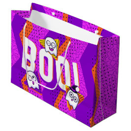 Sacola Para Presentes Grande Saco de festa roxo de fantasmas BOO do Halloween
