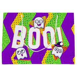 Sacola Para Presentes Grande Saco de festa verde de fantasmas BOO do Halloween