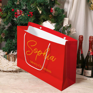 Sacola Para Presentes Grande Saco de Natal Personalizado em Burlap Vermelho Pre