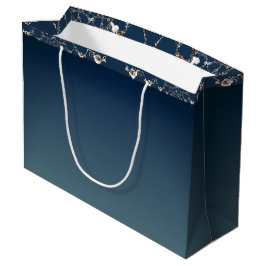 Sacola Para Presentes Grande Saco de Presente Azul Gradiente com Teia de Rosa