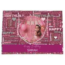 Saco de Presente com Fundo de Padrão de Aniversári