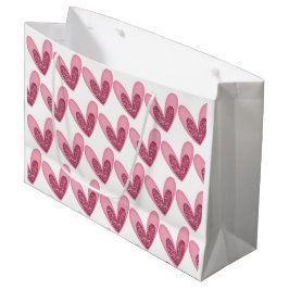Sacola Para Presentes Grande Saco de Presente - Corações de Brilho Rosa