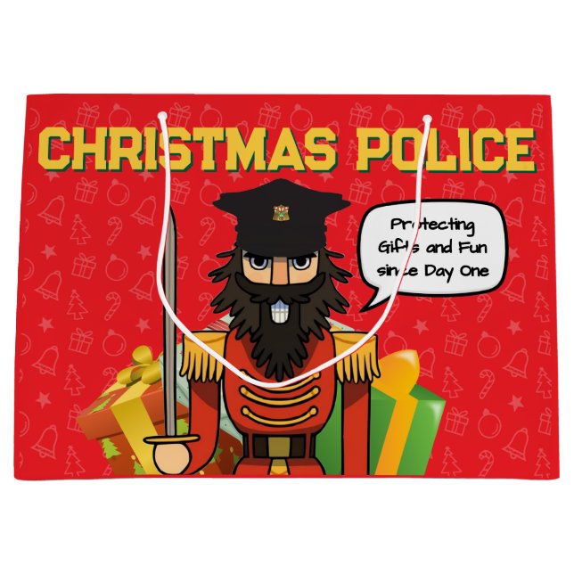 Sacola Para Presentes Grande Saco de Presente da Polícia de Natal – Design de F (Frente)