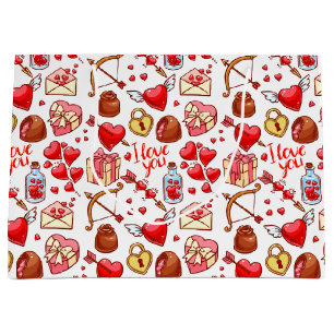 Sacola Para Presentes Grande Saco de Presente de Amor de São Valentim
