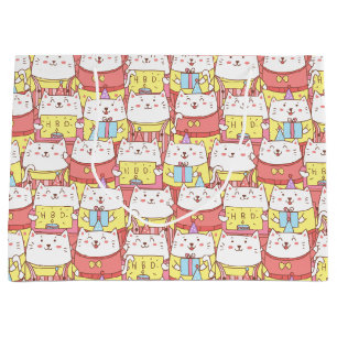 Sacola Para Presentes Grande Saco de Presente de Aniversário de Gatos Bonitos