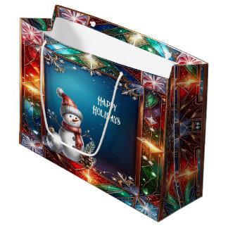 Sacola Para Presentes Grande Saco de Presente de Boneco de Neve Fofo em Moldura