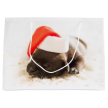 Saco de Presente de Cachorrinho Labrador de NATAL