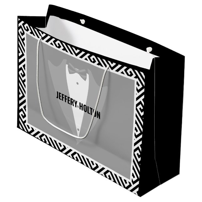 Sacola Para Presentes Grande Saco de presente de casamento preto e branco (Frente inclinada)