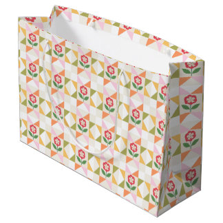 Sacola Para Presentes Grande Saco de presente de colcha xadrez floral bonito