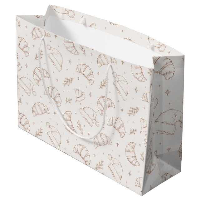 Sacola Para Presentes Grande Saco de presente de croissant de padaria de Natal  (Verso inclinado)