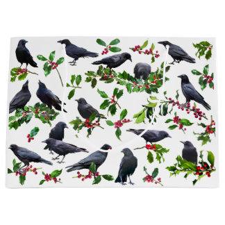 Sacola Para Presentes Grande Saco de Presente de Crows Holly