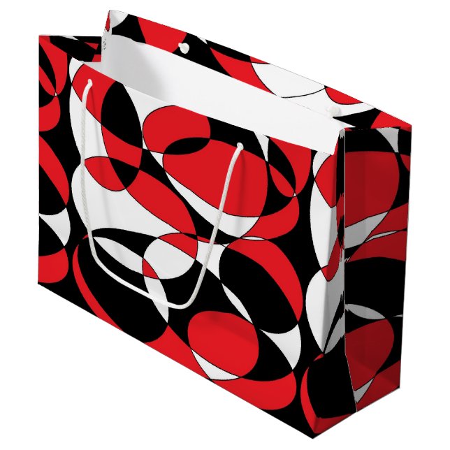 Sacola Para Presentes Grande Saco de presente de Elípticos Preto, Branco e Verm (Frente inclinada)