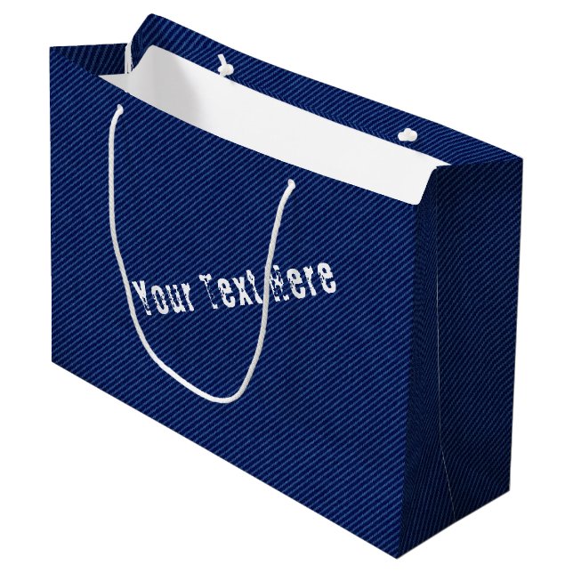 Sacola Para Presentes Grande Saco de Presente de Falso Jeans Azul com Texto Per (Frente inclinada)