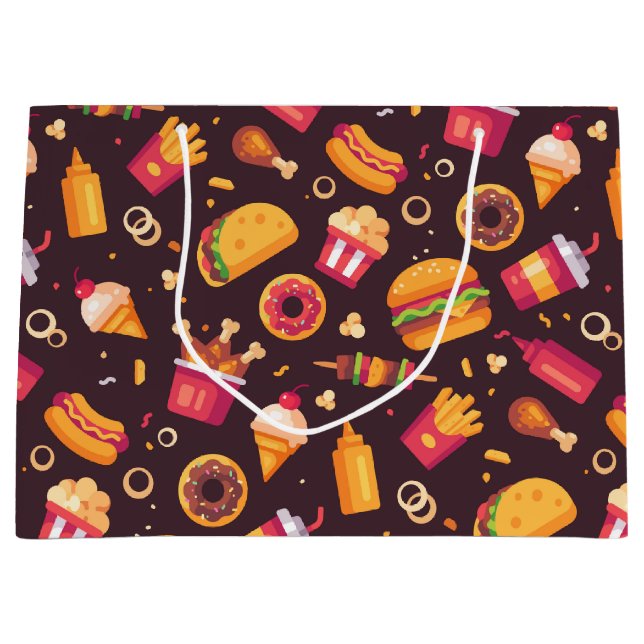 Sacola Para Presentes Grande Saco de Presente de Fast Food (Frente)