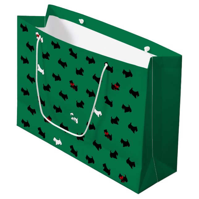 Sacola Para Presentes Grande Saco de Presente de Férias Verde para Scottish Ter (Frente inclinada)