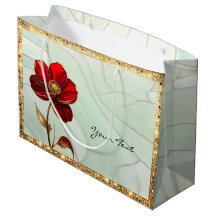 Saco de Presente de Flor Vermelha de Vidro Colorid