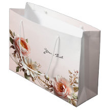 Saco de Presente de Flores Cor-de-Rosa e Brancas D