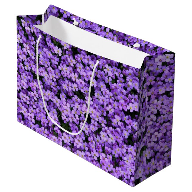 Sacola Para Presentes Grande Saco de Presente de Flores Violeta Violetas (Frente inclinada)