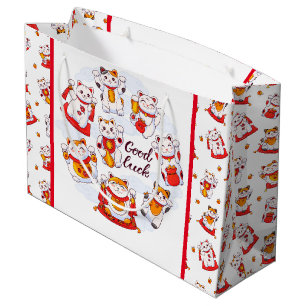 Sacola Para Presentes Grande Saco de Presente de Gato Maneki Neko Boa Sorte