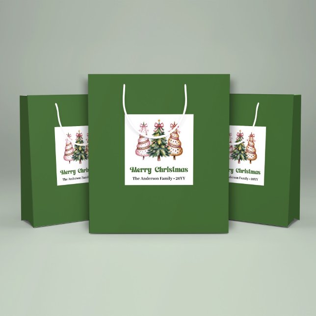 Sacola Para Presentes Grande Saco de Presente de Impressão de Leopardo de Árvor (Modern Christmas Tree Leopard Print Gift Bag Custom)
