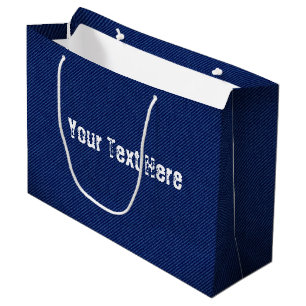 Sacola Para Presentes Grande Saco de Presente de Jeans Azul Falso com Nome Text