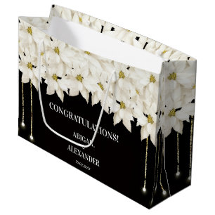 Sacola Para Presentes Grande Saco de Presente de Luxo Floral Branco