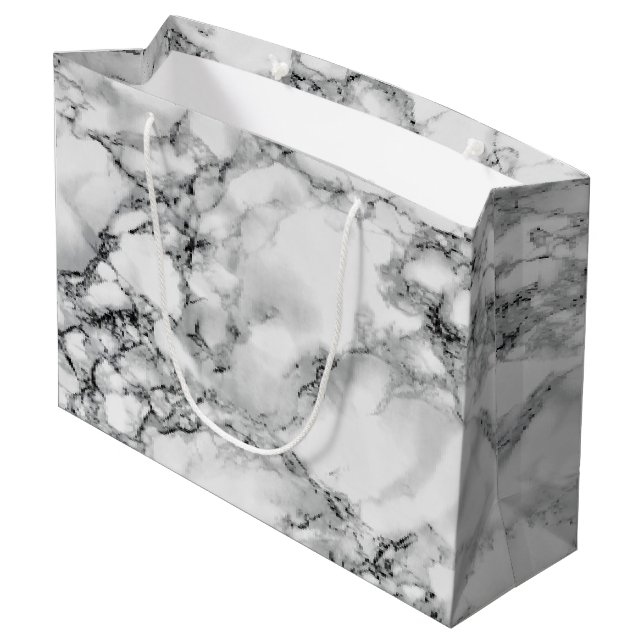 Sacola Para Presentes Grande Saco de Presente de Marble Branco (Verso inclinado)