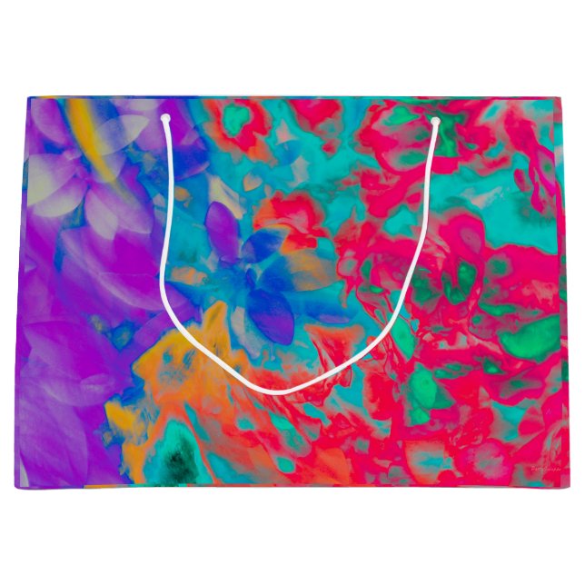 Sacola Para Presentes Grande Saco de Presente de Movimentos de Flor (Frente)