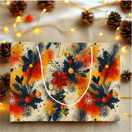 Sacola Para Presentes Grande Saco de Presente de Natal de Botânica Festiva