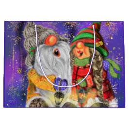 Sacola Para Presentes Grande Saco de Presente de Natal do Casal Feliz Gnome