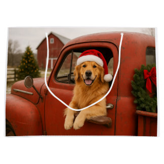 Sacola Para Presentes Grande Saco de Presente de Natal do Golden Retriever