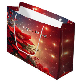 Sacola Para Presentes Grande Saco de Presente de Natal Floral Vermelho