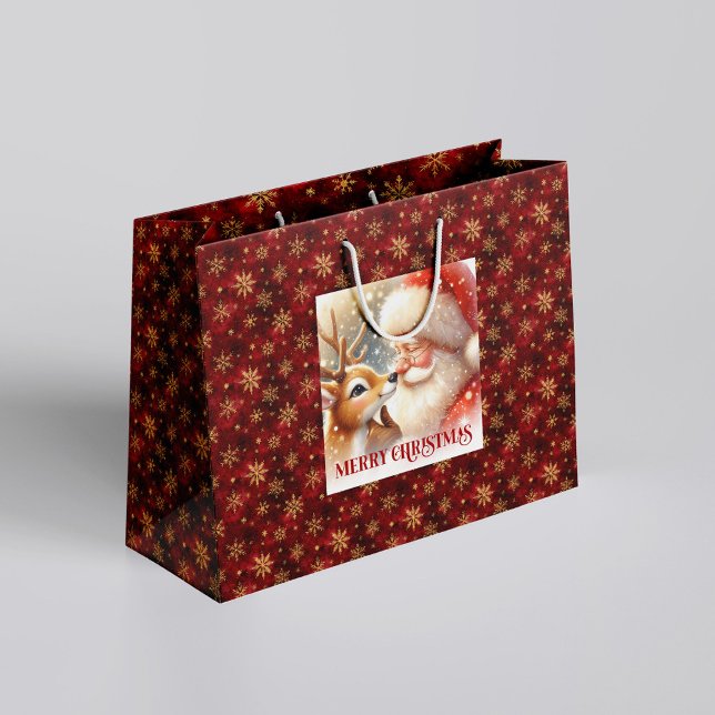 Sacola Para Presentes Grande Saco de Presente de Natal para Crianças com Rudolp (Festive Rudolph and Santa Kids Christmas Gift Bag Fun

)