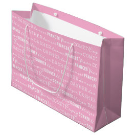 Sacola Para Presentes Grande Saco de Presente de Natal Rosa e Branco | Rena do
