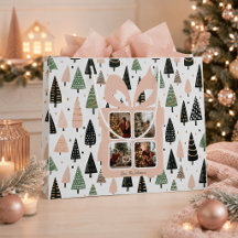 Saco de Presente de Natal Rosa Moderno Personaliza