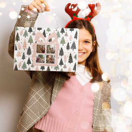 Sacola Para Presentes Grande Saco de Presente de Natal Rosa Moderno Personaliza