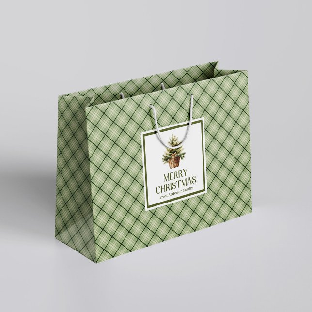 Sacola Para Presentes Grande Saco de Presente de Natal Rústico Elegante Neutros (Rustic Elegant Christmas Gift Bag Earthy Neutrals)