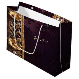Sacola Para Presentes Grande Saco de Presente de Ornamento Floral Dourado com P