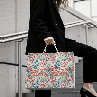 Sacola Para Presentes Grande Saco de Presente de Papel com Aquarela de Flores S