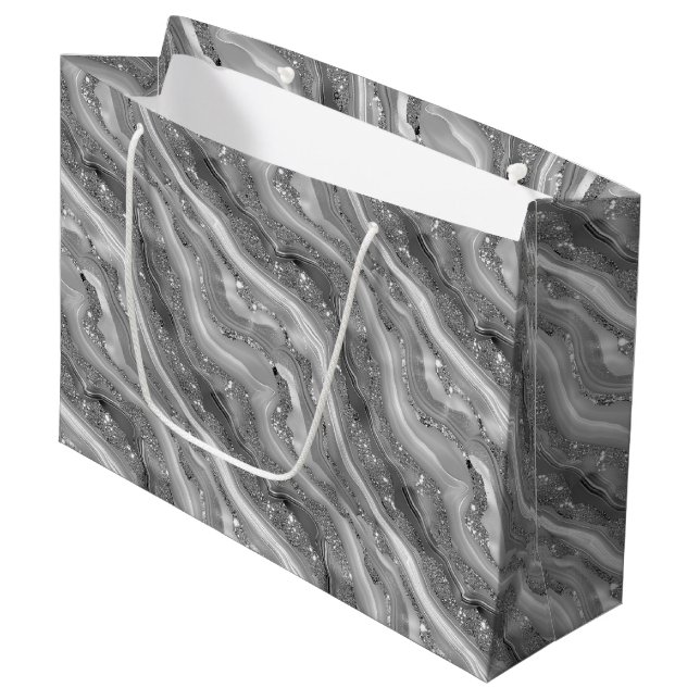 Sacola Para Presentes Grande Saco de Presente de Papel com Impressão de Ágata (Frente inclinada)