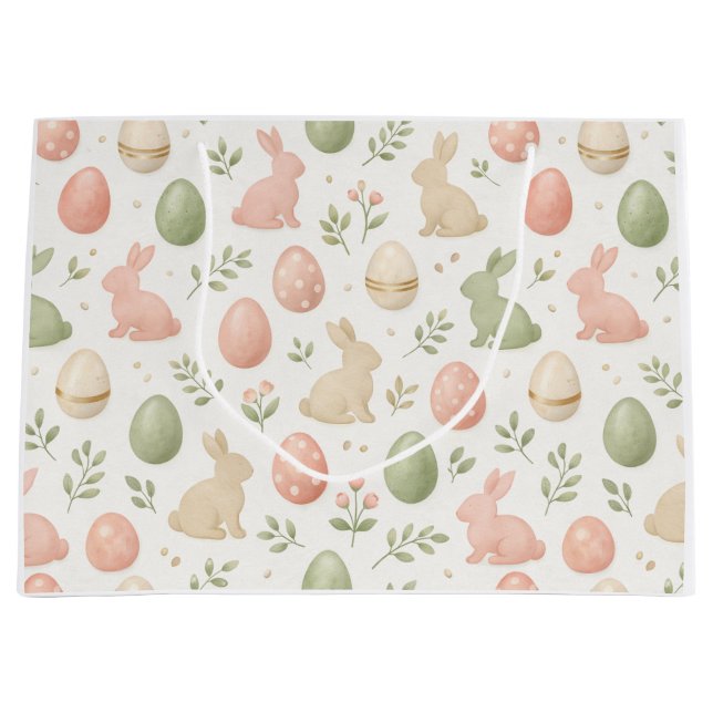 Sacola Para Presentes Grande Saco de Presente de Páscoa de Aquarela Pastel e Co (Frente)