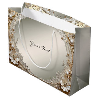 Sacola Para Presentes Grande Saco de Presente de Pérolas de Flores Brancas Mode
