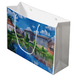 Sacola Para Presentes Grande Saco de Presente de Pintura do Lago da Paisagem Ru