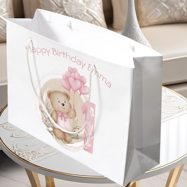 Sacola Para Presentes Grande Saco De Presente De primeiro aniversario Personali (Cute Personalized 1st Birthday Gift Bag For Girl)